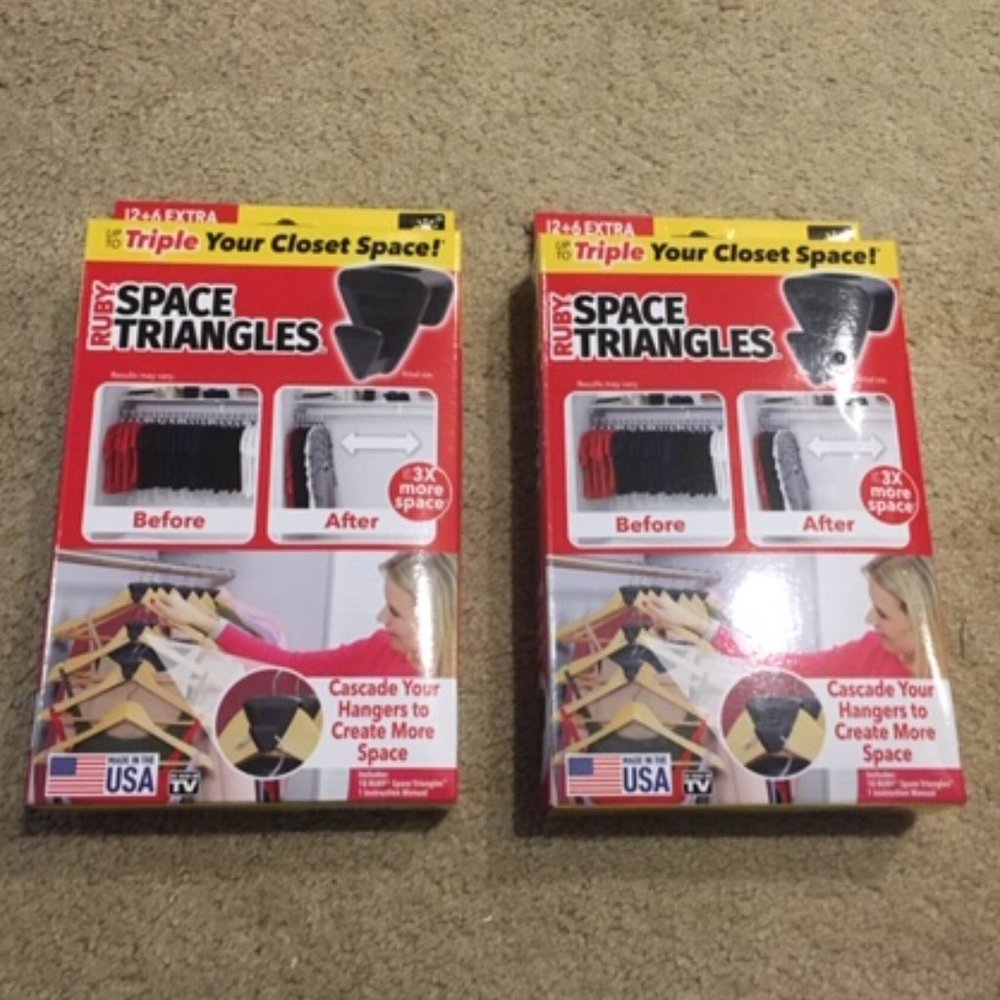 NEW TWO BOXES Ruby Space Triangles Hanger Hooks Closet Organizer 36 Pieces